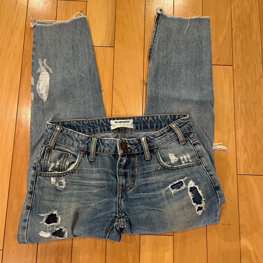 One X One Teaspoon distressed cropped jeans